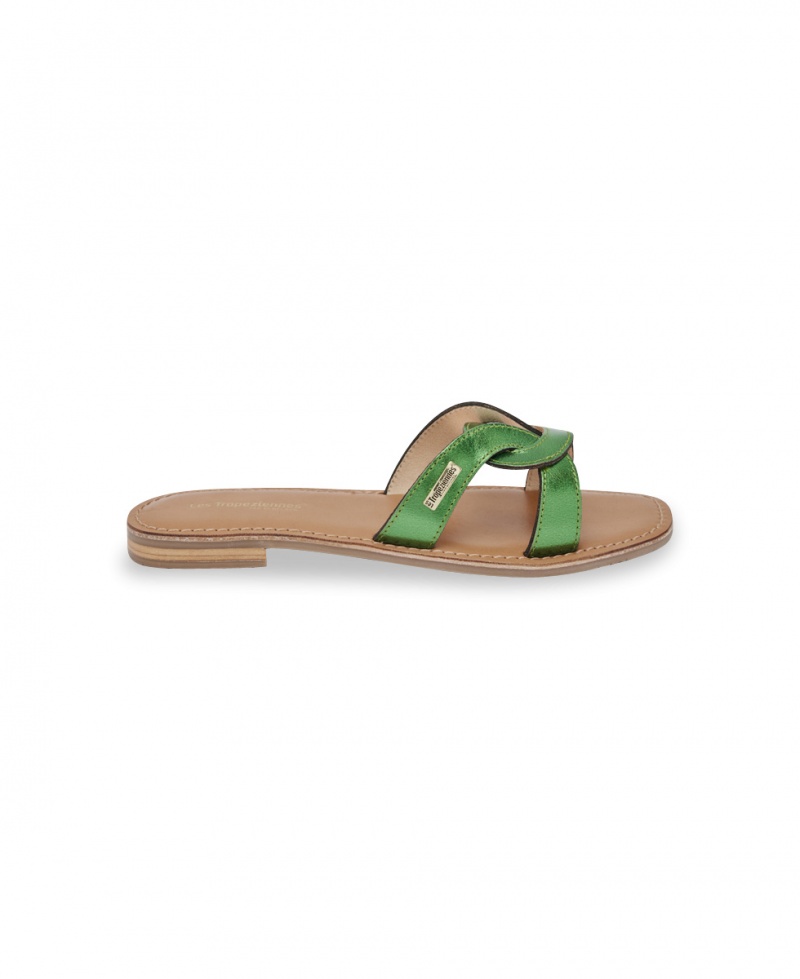 Mules plates Les Tropeziennes HANITA Metallic Vert Femme|ZPRC-97388502